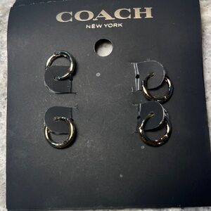 Coach Gold Tone Small Circular Earrings